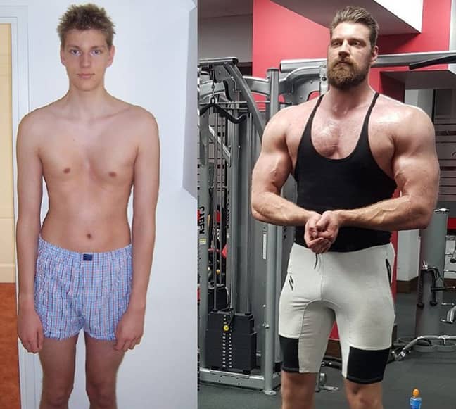 Richters before and after his transformation into the Dutch Giant. Credit: Instagram