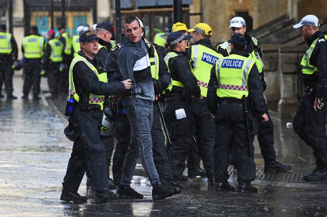The protests escalated when the far-right protesters clashed with police. Credit: PA