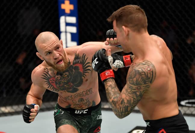 Conor McGregor in a fight against Dustin Poirier in January 2021. Credit: PA