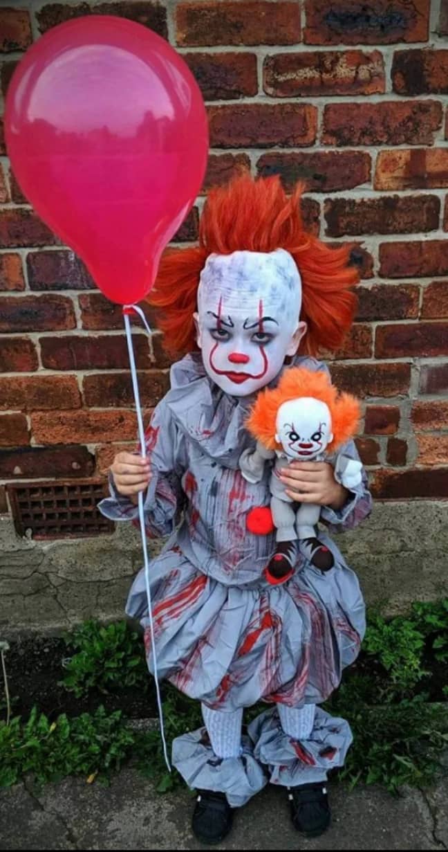You can turn your child into a very creepy clown for about £20. Credit: Facebook/Amyleigh Harrison