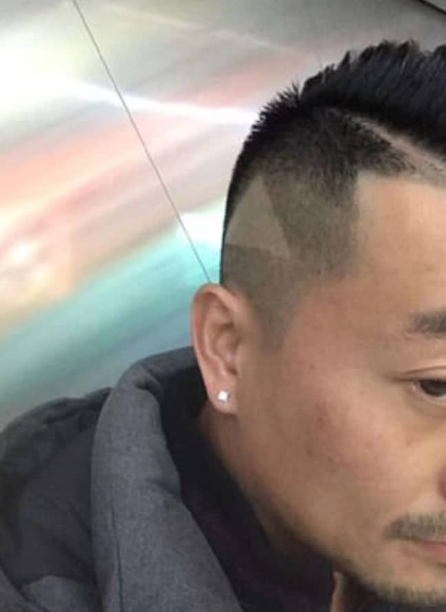The triangle was shaved into the customer's hair. Credit: Weibo/Tian Xiu Bot