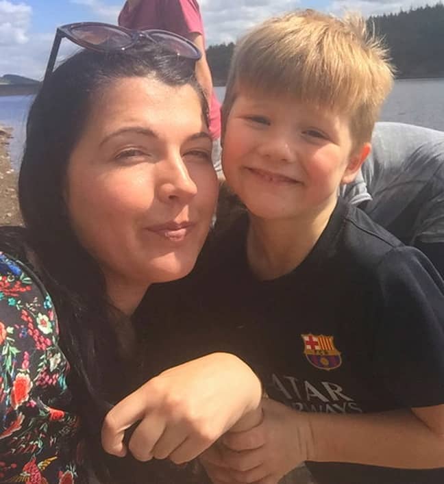 Lisa Burgin with her son. Credit: Kennedy News and Media