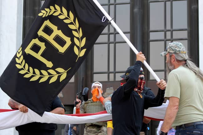 The Proud Boys flag. Credit: PA