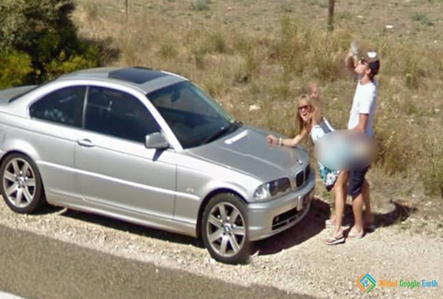 Funniest Google Maps photo of a couple having sex on a side road in Australia ' Credit: Weird Google Earth