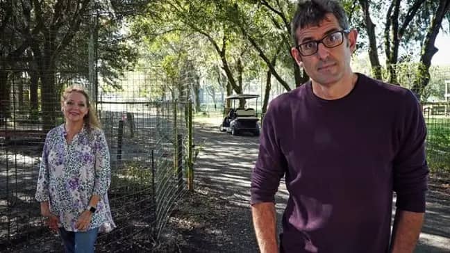 Theroux meets Carole Baskin in his new documentary. Credit: BBC
