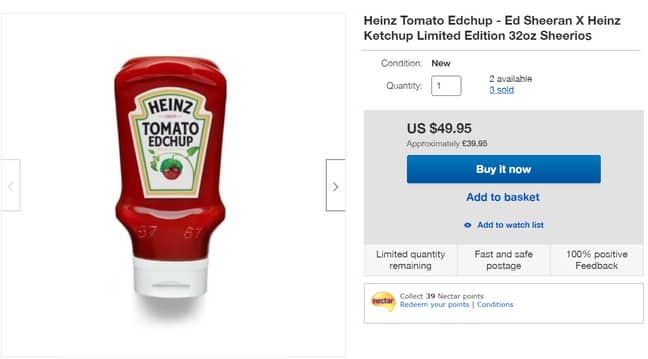 An Ebay seller trying to flog overpriced ketchup Credit: Ebay