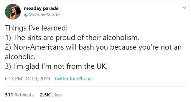 Meagan's response to the backlash from Brits on Twitter. Credit: Twitter/Meaday Parade