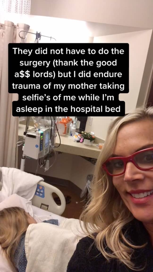 Sam in the ICU as her mum posts a selfie