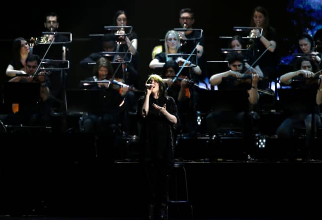 Eilish performing 'No Time To Die' at the BRITs. Credit: PA