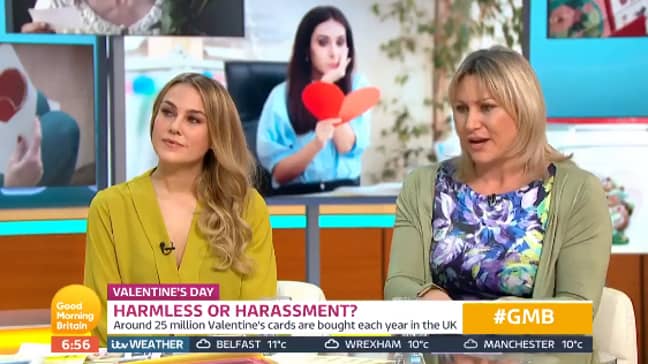 The experts disagreed on whether sending a Valentine's card to someone you don't know what harassment. Credit: ITV/GMB