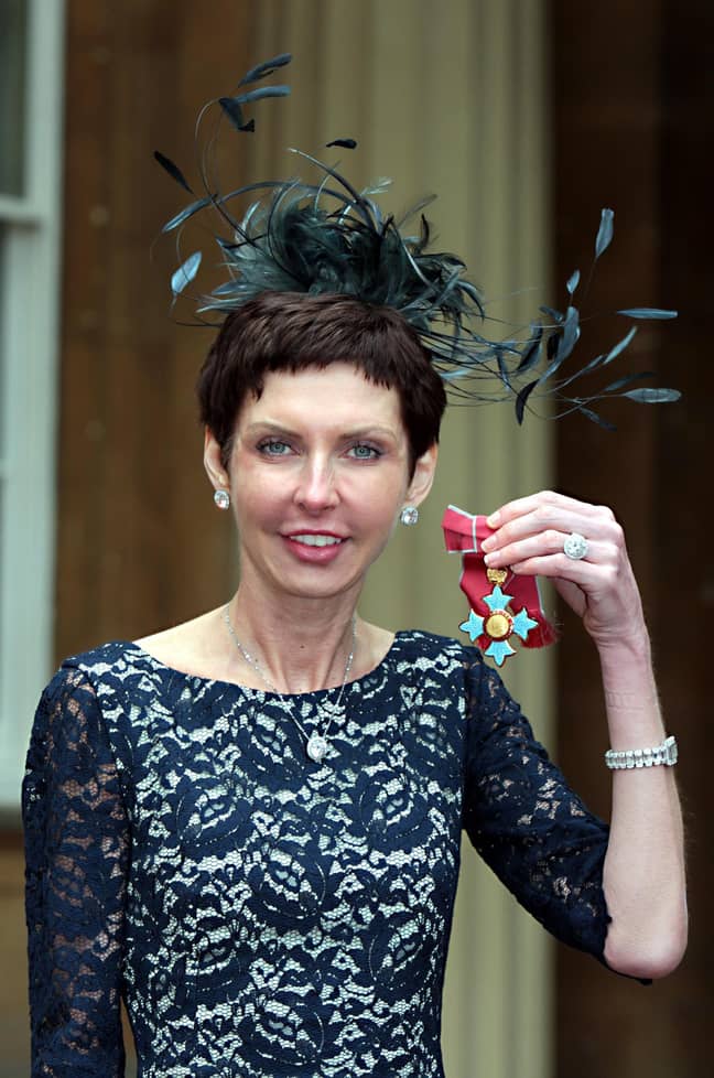 Denise Coates with her Commander of the British Empire (CBE) medal which was presented by the Prince of Wales in 2012. Credit: PA