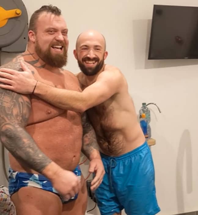 Euphoric to have survived the day, though I think Eddie found the semi-nude hug a little awkward. Credit: LADbible