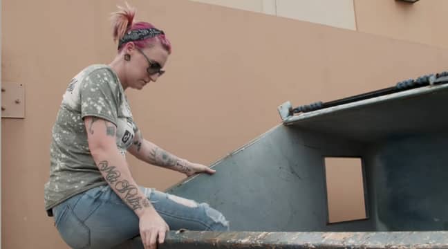 Tiffany on one of her dumpster quests. Credit: Media Drum World