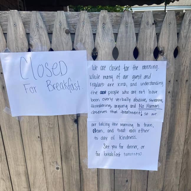 A sign announcing that Apt Cape Cod was closed for the morning. Credit: Instagram