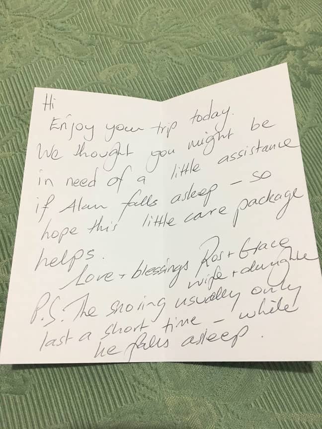The note included in the care packages. Credit: Kennedy News and Media