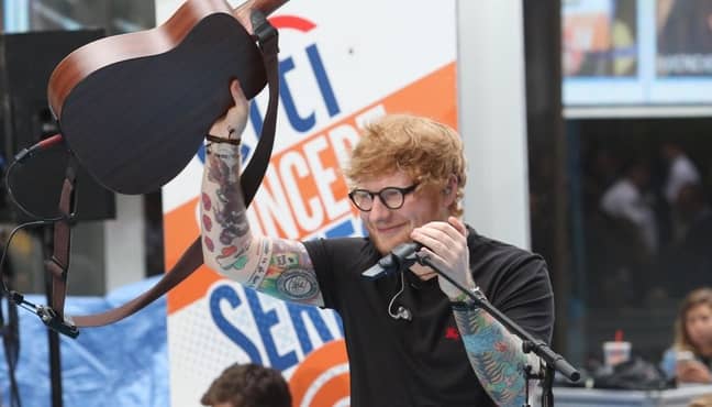 Ed Sheeran's boxing gloves tattoo. (Credit: PA)
