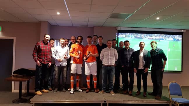 The stag party with man of the match, Nathan Delfouneso. Credit: LADbible