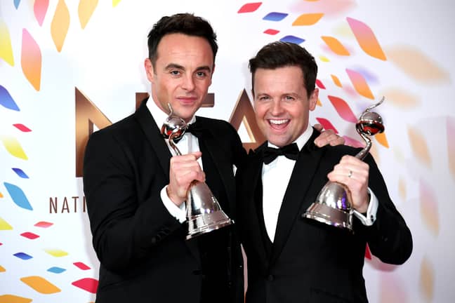 A victorious Ant and Dec. Credit: PA