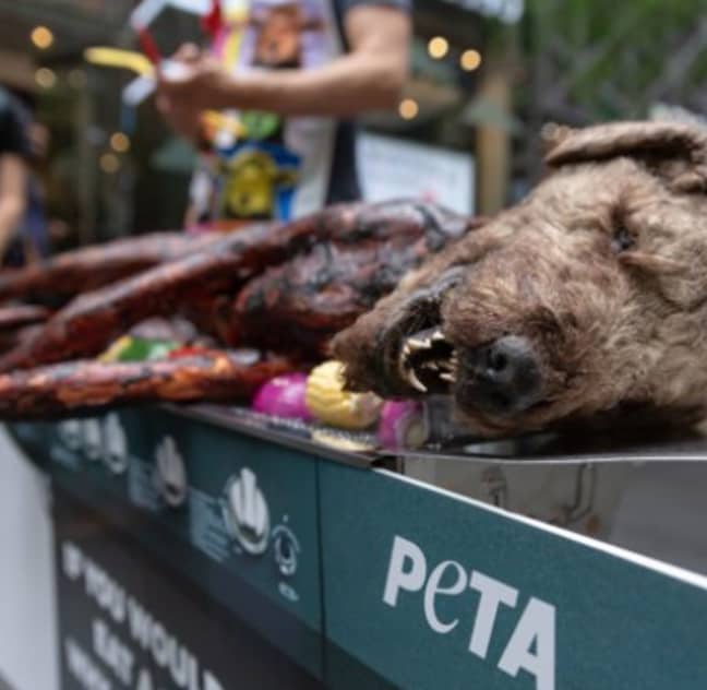 PETA's dog prop left many people horrified, which was the intended reaction. Credit: PETA