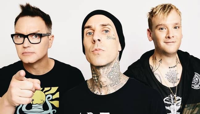Blink-182 members Mark Hoppus (left), Travis Barker (middle) and Matt Skiba (right) (Credit: Instagram/blink-182)