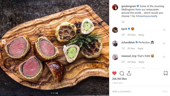 Gordon Ramsay's Wellington picture has been giving some people the creeps. Credit: Instagram/Gordon Ramsay 