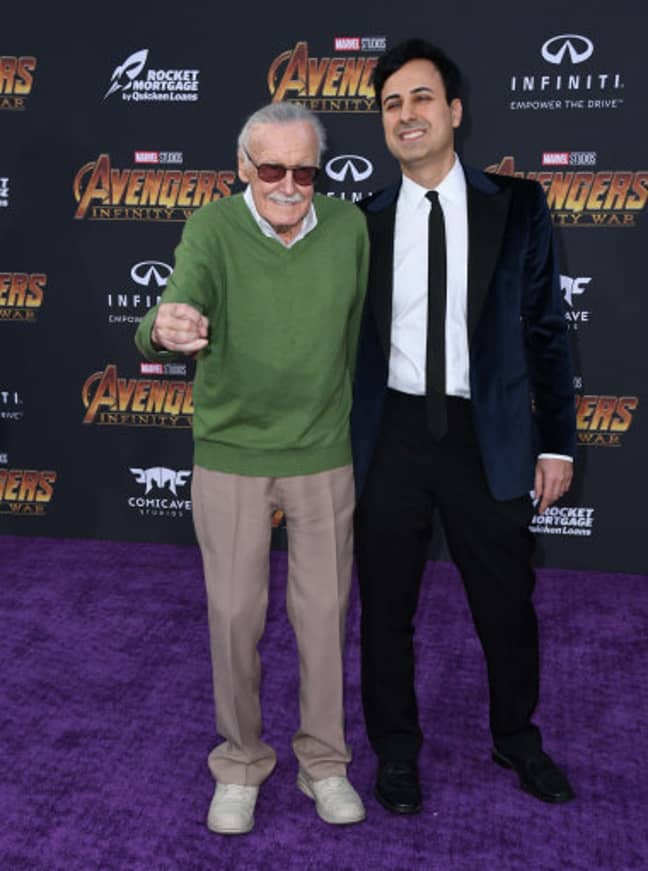 The late Stan Lee With Keya Morgan at the World Premiere of Avengers: Infinity War in April 2018. Credit: PA