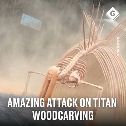 This 'Attack On Titan' woodcarving is incredible 🤯