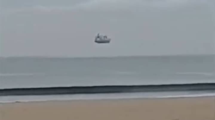Optical Illusion Makes It Look Like Ship Is Floating Over The Sea