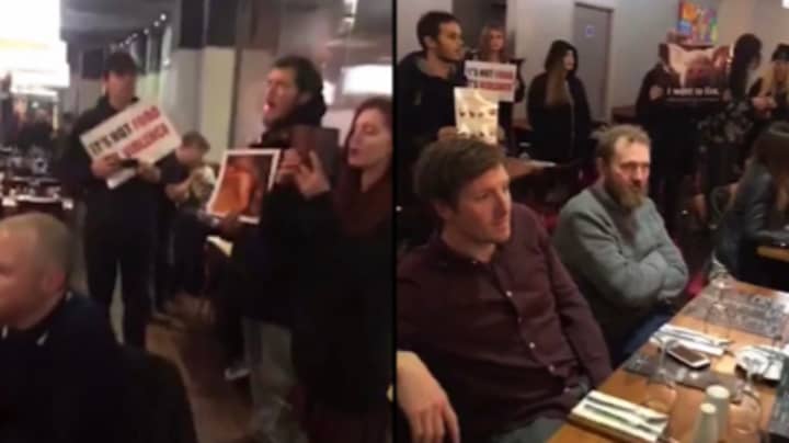 Vegan Activists Storm Steakhouse And Play Audio From Slaughterhouses As Diners Eat