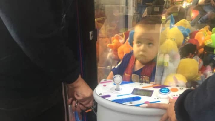 Boy, 3, Gets Stuck In Arcade Claw Machine Trying To Get A Teddy Bear