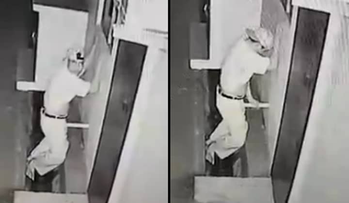 Man Caught On CCTV Having Sex With A Drain Pipe