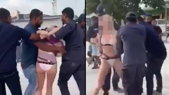British Tourist Resists As She's Arrested In Maldives For Wearing Bikini On Beach