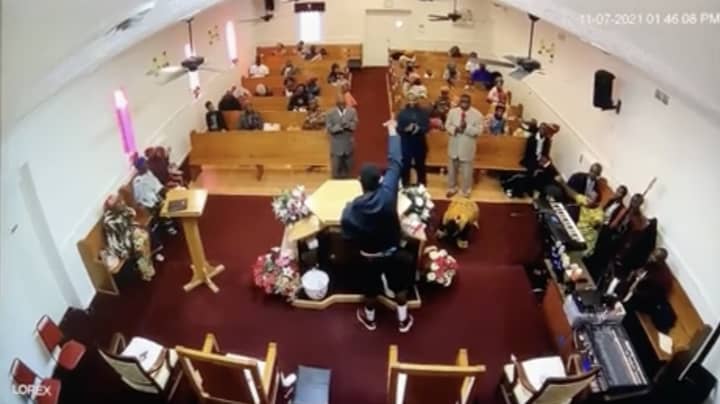 Moment Pastor Took Down Gunmen In Church Caught On Camera