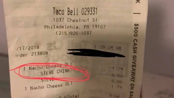 Taco Bell Employee Calls Medical Student Racial Slur On His Receipt