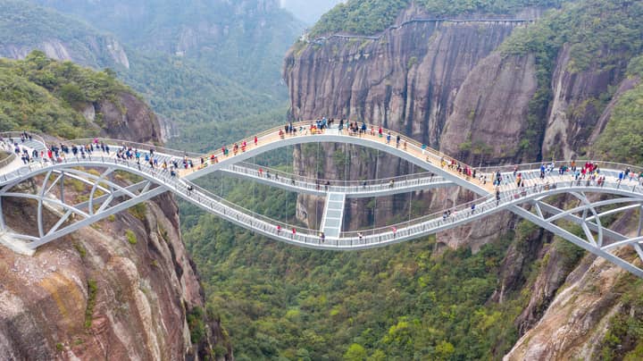 China Has Opened A 140m-High 'Bending' Glass Bridge 