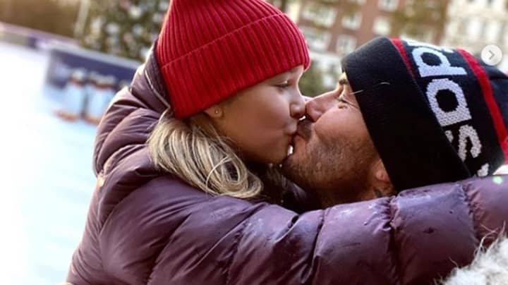 Defiant David Beckham Shares Picture Kissing Harper After Being Trolled
