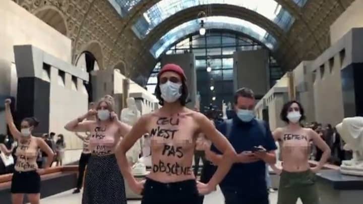 Topless Feminists Protest At Museum After Woman Was Denied Entry Over Cleavage 