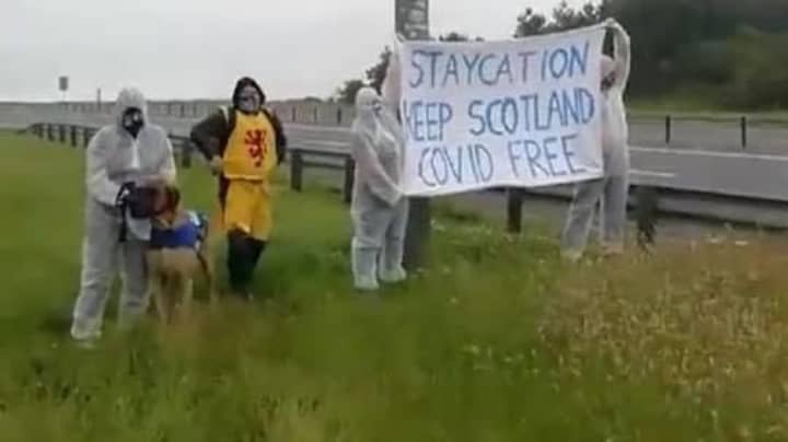 Protesters Gather At Scottish Border Telling English People To Stay Out 