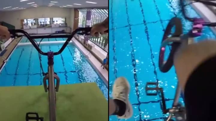 Man Runs Through Leisure Centre To Ride BMX Off Diving Board