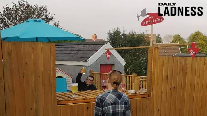 Neighbours Create Social-Distance-Friendly Pub In Garden So They Can Drink Together 