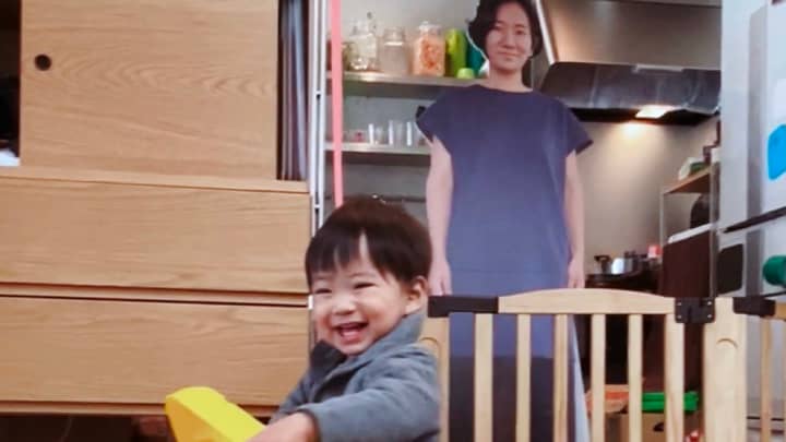 Parents Use Genius Cardboard Cut-Out Trick To Stop Son From Crying