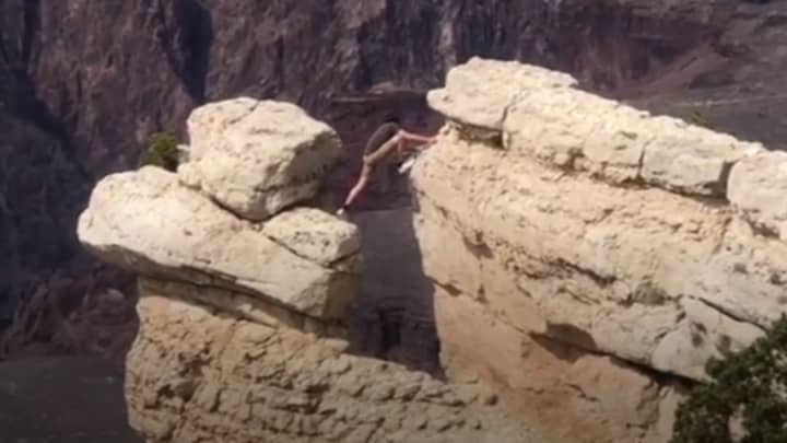 Woman Captures Man’s ‘Near-Death’ Jump At Grand Canyon