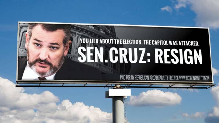 Ted Cruz Hits Out At Billboard Campaign Calling For His Resignation