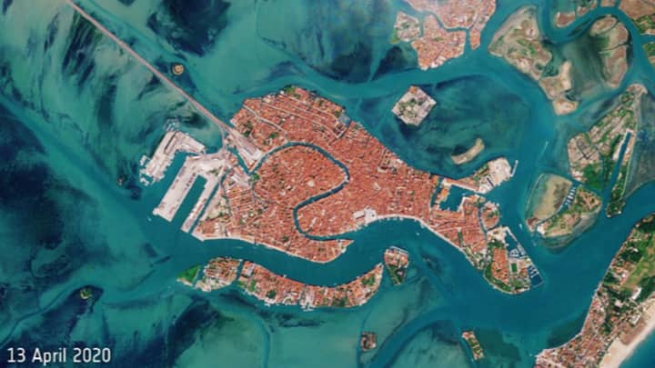 Satellite Photos Show How Empty Venice's Waterways Have Been