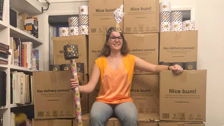 Couple Build Toilet Paper Throne After Accidentally Ordering 2,300 Rolls