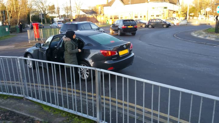 Parents Park Cars On Roundabout During School Run
