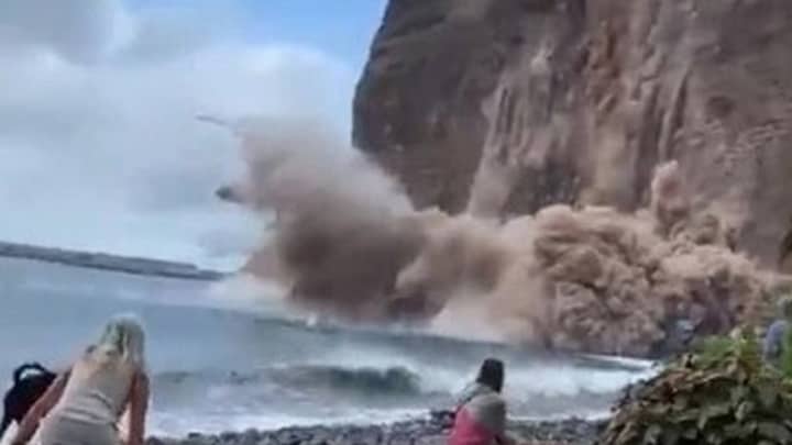 Major Emergency Declared As Huge Chunk Of Cliff Collapses Onto Beach In Canary Islands