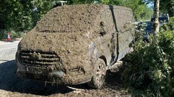 Van Covered In Slurry After It Was Parked Blocking Access For Farmers