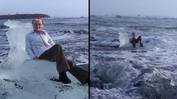Grandma Drifts Off To Sea After Posing On A Throne-Shaped Iceberg 