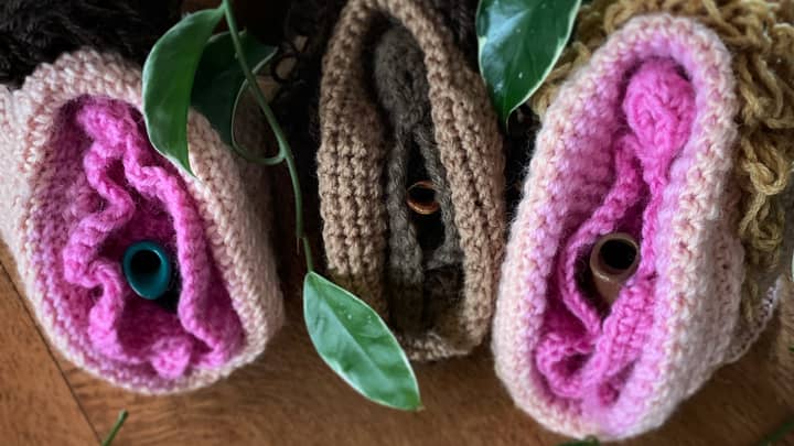A Woman Added A Crocheted Vulva On To Face Mask To Raise A Smile 